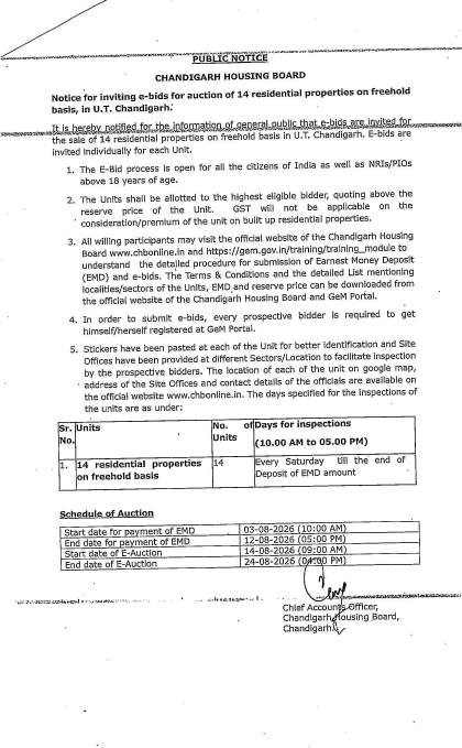 First page of Public Notice for Residential Freehold Units