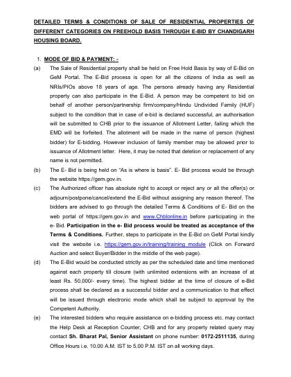 First page of Terms & Conditions (incl. Annexure A property list)