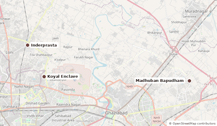 Map of where GDA has flats or plots on offer: Koyal Enclave, Inderprasta, Madhuban Bapudham