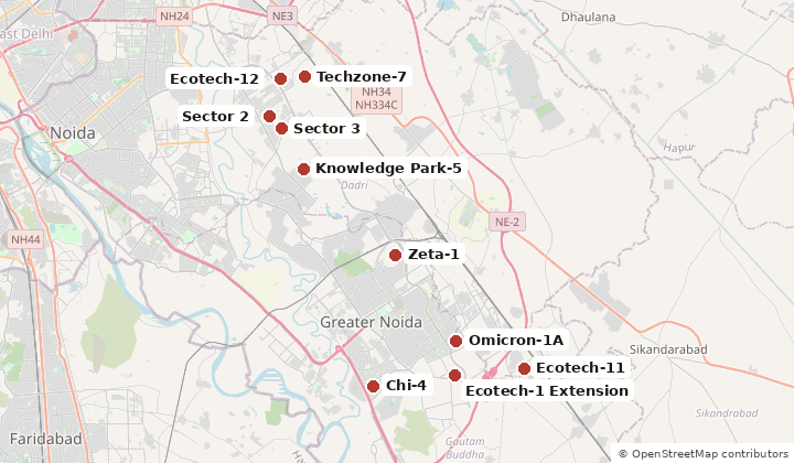 Map of localities with flats or plots on offer in Greater Noida: Knowledge Park-5