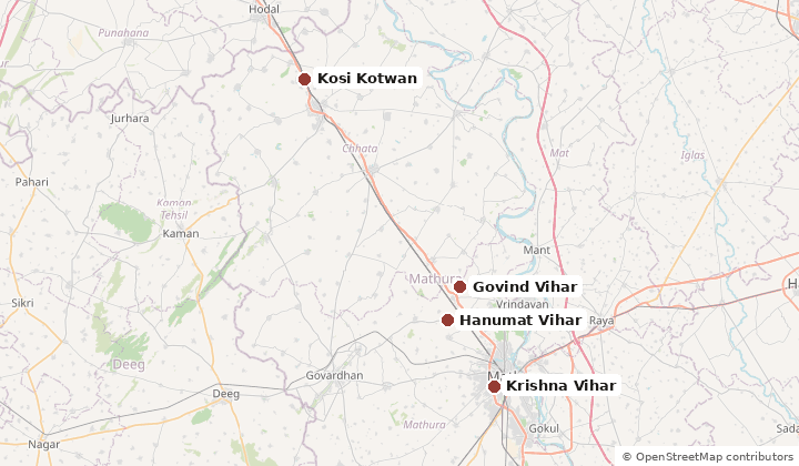 Map of localities with flats or plots on offer in Mathura: Kosi Kotwan