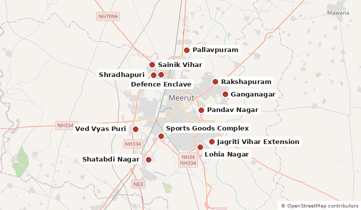 Map of localities with flats or plots on offer in Meerut: Sch. No-11,(Jagriti Vihar-Ext.)