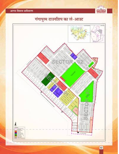 Gangapuram layout plan: three sectors, roads, parks, markets