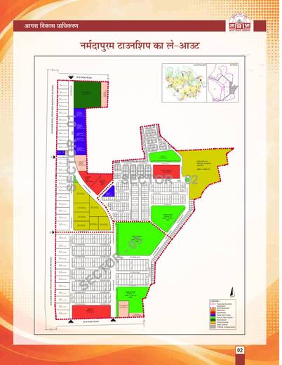 Narmadapuram layout plan: three sectors, roads, parks, markets