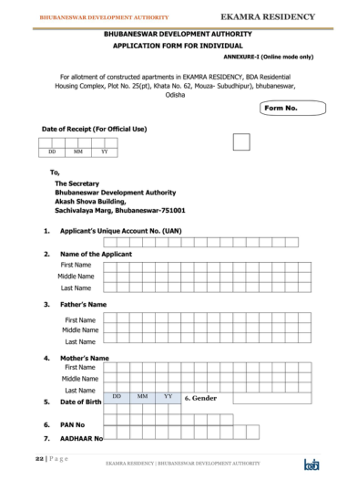 First page of Annexures I to IV: application, affidavit, loan and refund forms