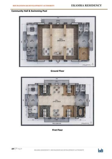 Community hall, ground and first floor plans