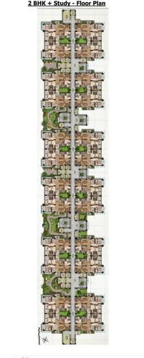 Floor plan of a 2 BHK + Study floor, Block B