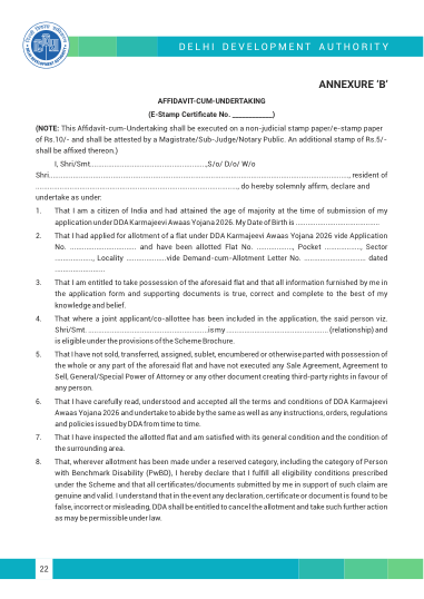 Annexure B: affidavit cum undertaking