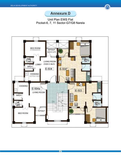 Unit plan of an EWS flat, Pockets 6, 7 and 11, Sector G7 and G8, Narela
