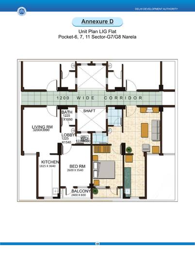 Unit plan of an LIG flat, Pockets 6, 7 and 11, Sector G7 and G8, Narela