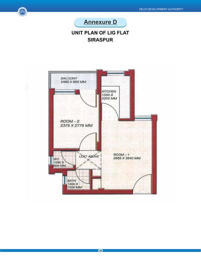 Unit plan of an LIG flat, Siraspur