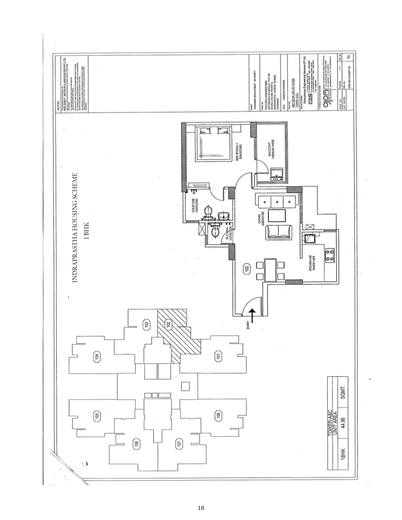 1 BHK unit plan, unit 102, Tower A and C, Samajwadi Awas Pocket-D Indraprastha