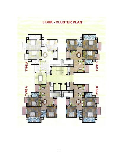 3 BHK cluster plan, Madhuban Bapudham Pocket-C