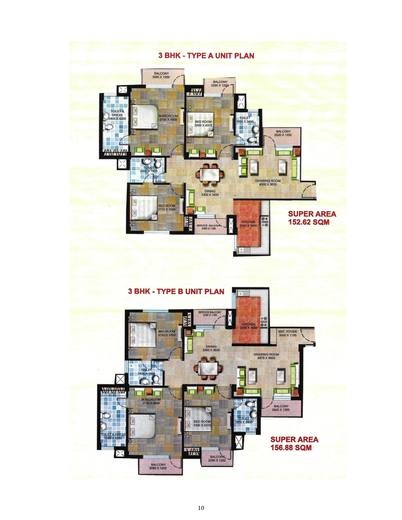 3 BHK Type A unit plan, Madhuban Bapudham Pocket-C