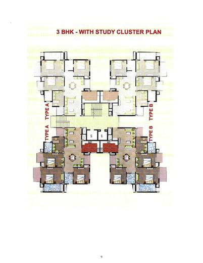 3 BHK with study cluster plan, Madhuban Bapudham Pocket-C