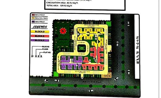 Block layout plan, Anand Vihar, with Blocks D, E and F keyed by flat type