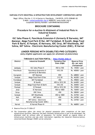 Brochure: who may bid in the PwD category, the registration schedule and the procedure