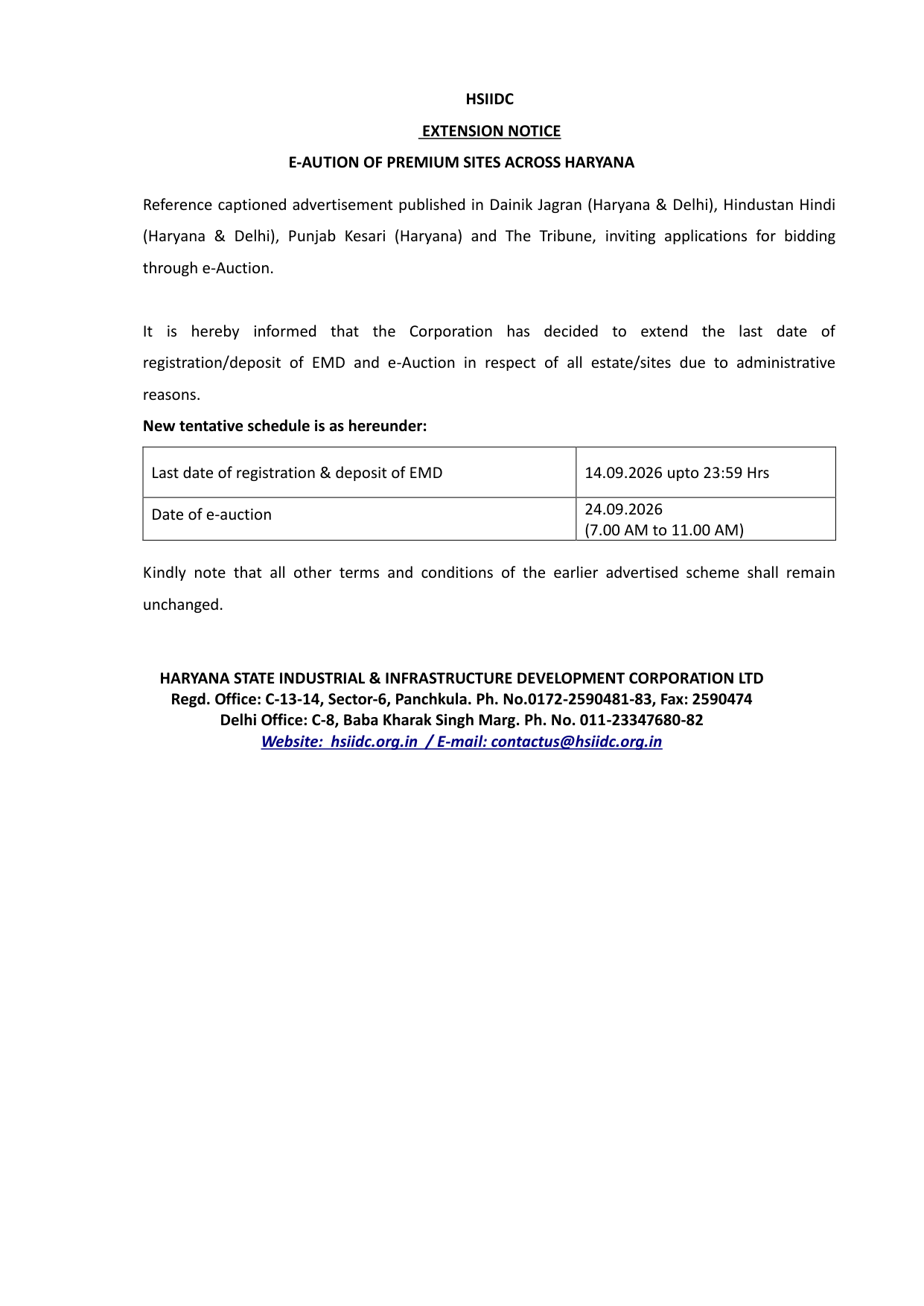 Extension notice: the registration window moved