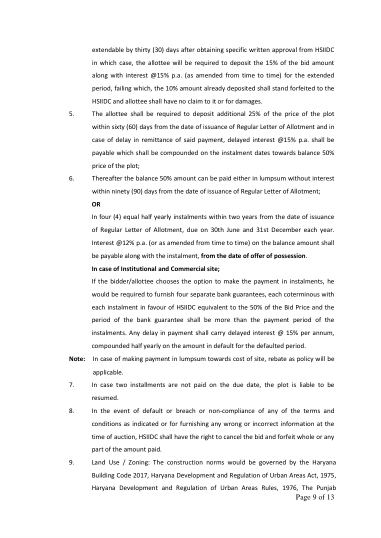 Terms and conditions: possession, construction, transfer and default