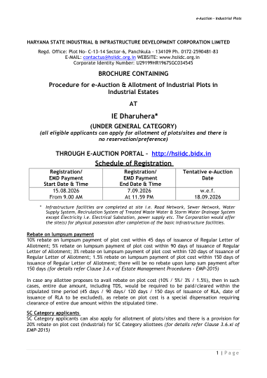 Brochure: eligibility, procedure, payment, allotment and default