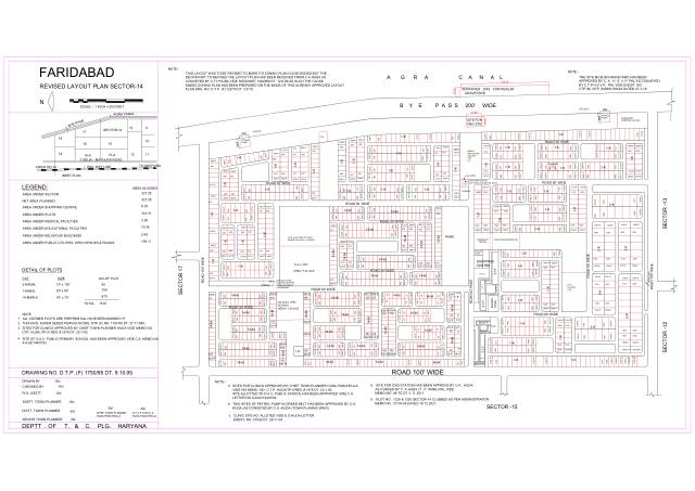 Sector 14, Faridabad - HSVP layout and demarcation plan