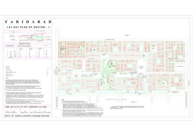 Sector 7, Faridabad - HSVP layout and demarcation plan