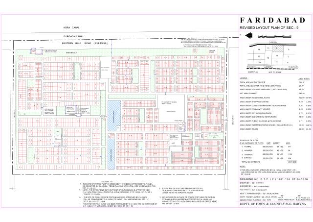 Sector 9, Faridabad - HSVP layout and demarcation plan