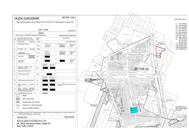 Sector 26A, Gurugram - HSVP layout and demarcation plan