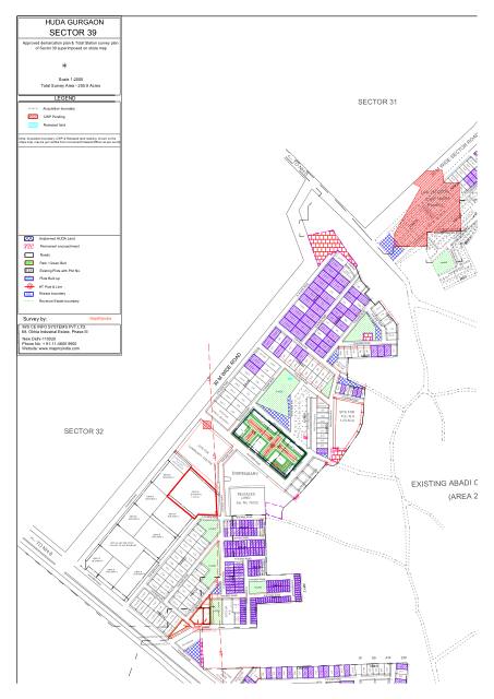 Sector 39, Gurugram - HSVP layout and demarcation plan