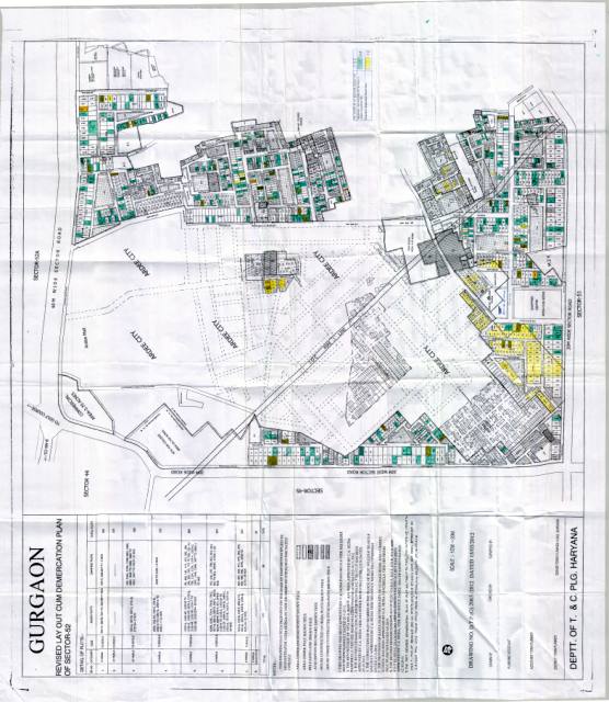 Sector 52, Gurugram - HSVP layout and demarcation plan