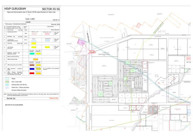 Sector 55, Gurugram - HSVP layout and demarcation plan