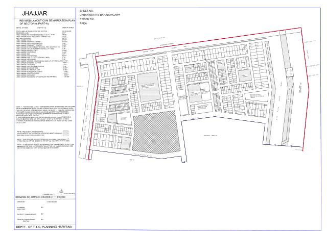 Sector 9, Jhajjar - HSVP layout and demarcation plan