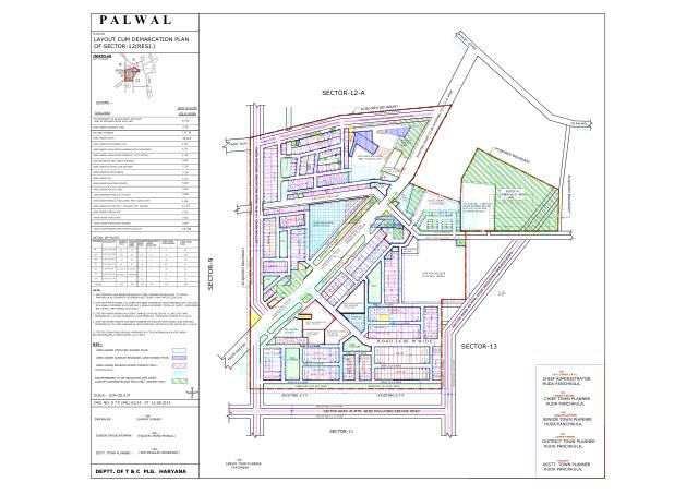 Sector 12, Palwal - HSVP layout and demarcation plan