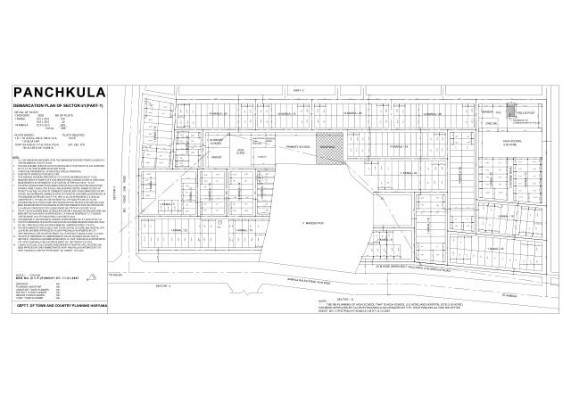 Sector 21, Panchkula - HSVP layout and demarcation plan