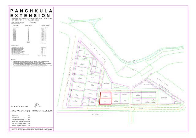 Sector 24, Panchkula - HSVP layout and demarcation plan