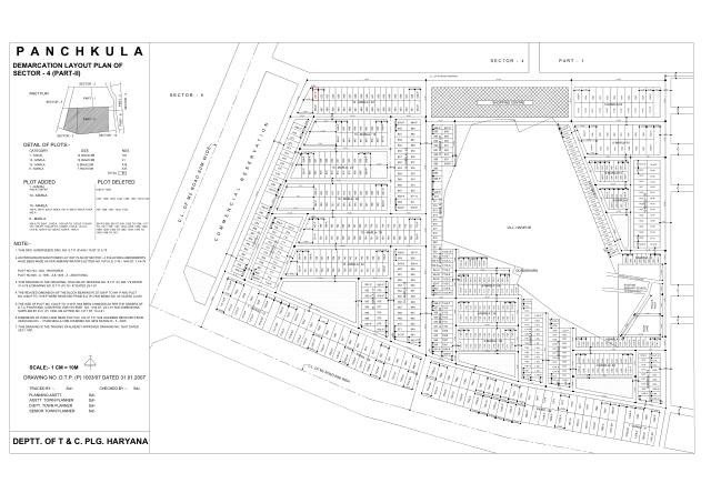 Sector 4, Panchkula - HSVP layout and demarcation plan