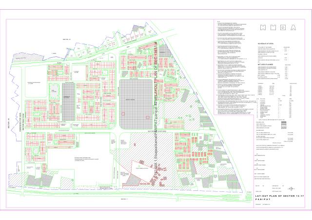 Sector 13, 17P, Panipat - HSVP layout and demarcation plan