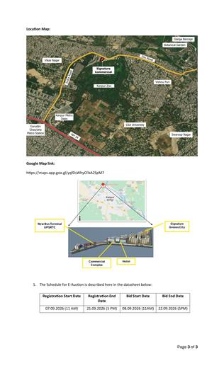 The Signature site: map, pin and auction dates