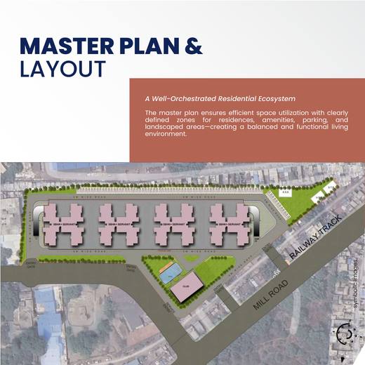 Master plan and layout: four towers, the club, the entry gates and the internal roads