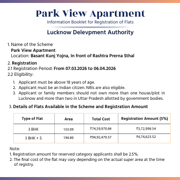 Registration booklet, English: the scheme, the registration window, eligibility, and the flat table with price and registration amount