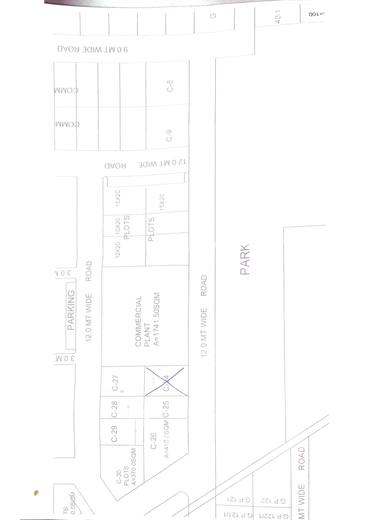 Pallav Puram Phase-II - commercial plots C-8, C-9 and C-25 to C-30, with the 1,741.5 sq m commercial plant and the parking