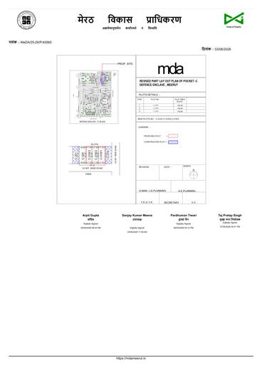 Revised part layout plan of Pocket C, Defence Enclave: new plots C-319/1, C-319/2 and C-319/3, 142 sq m each