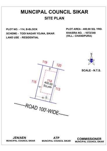 Site plan, plot 114 B-Block, Todi Nagar Yojna, Sikar
