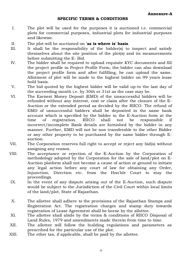 Annexure A: specific terms - as-is-where-is, permitted use, GST on the premium