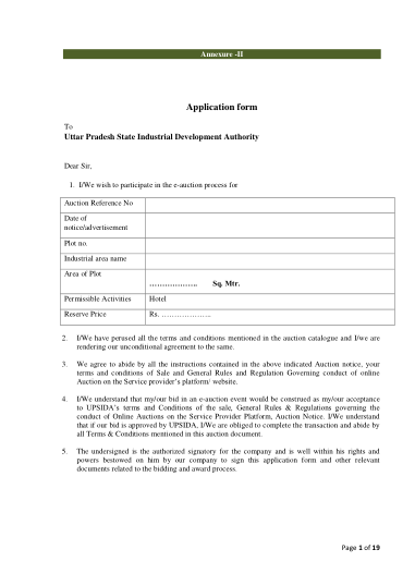 Annexure II: application form for commercial plots
