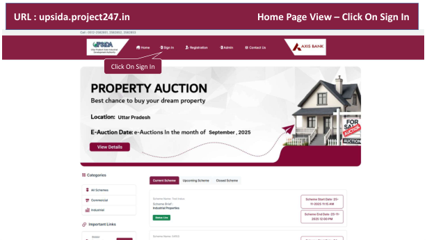 Bidder manual: every screen of the UPSIDA portal, in order