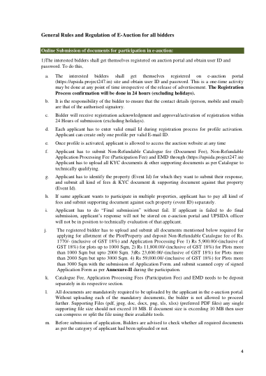 Commercial plots catalogue: rules, EMD by plot size, reservation money, construction and default