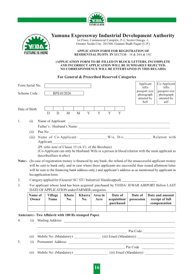 Application form for registration, in block capitals, with the declaration